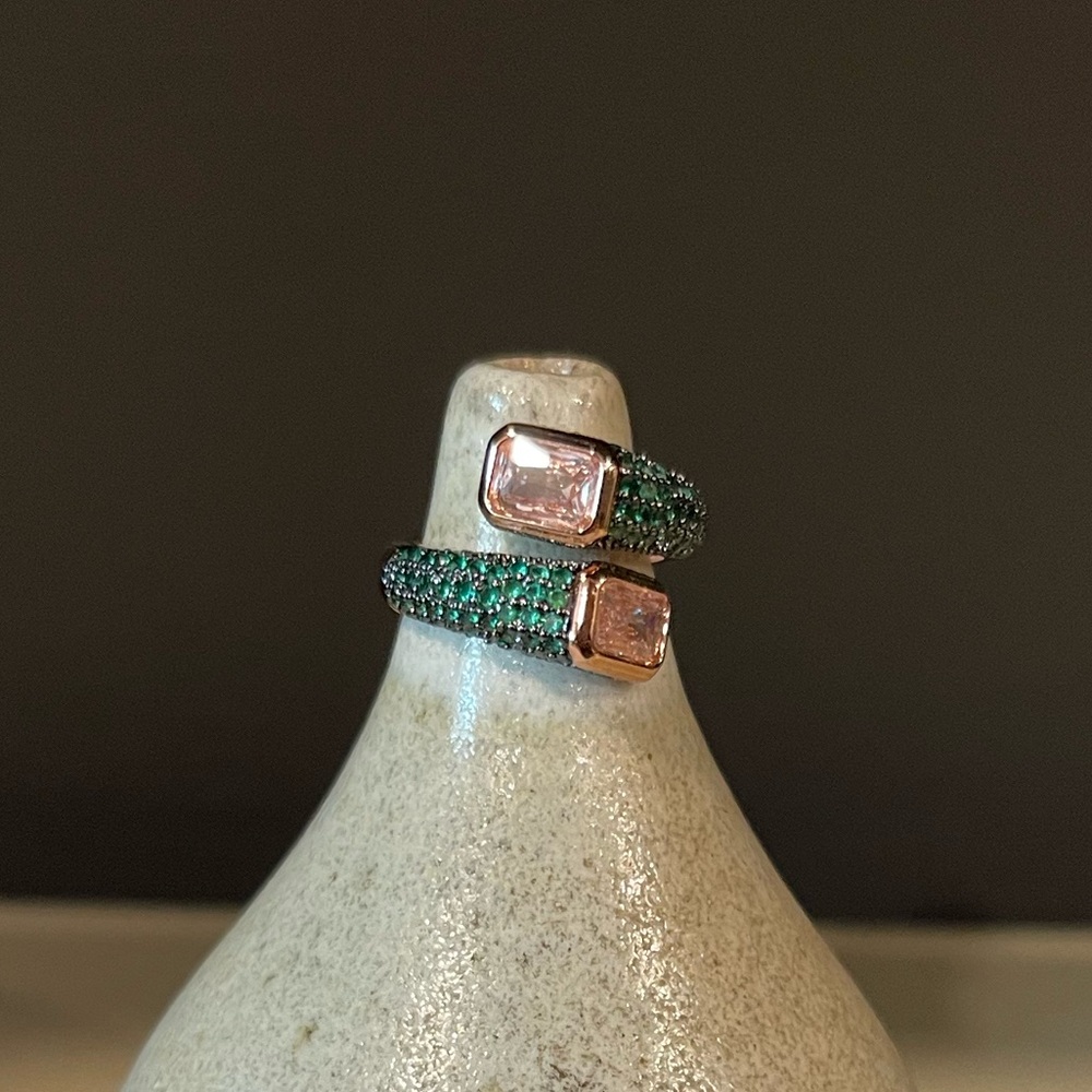 Rose Gold and Green Zirconia Ring may birthday bomb party